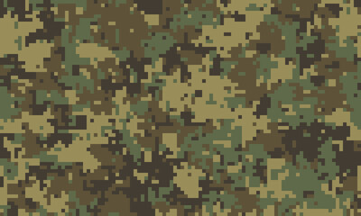 Abstract digital camouflage pattern.  Earthy tones create a seamless texture perfect for backgrounds, militarythemed designs, or fashion projects.