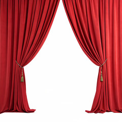 Red curtains isolated on white background...