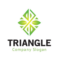 luxury green ornament logo minimal geometric leaves vector boutique design symbol icon