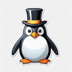 Cute Cartoon Penguin Wearing a Top Hat