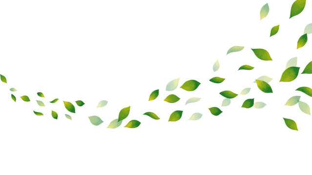 流れる緑の葉っぱ1　16:9 Flowing Lines Series:Flowing green leaves 1