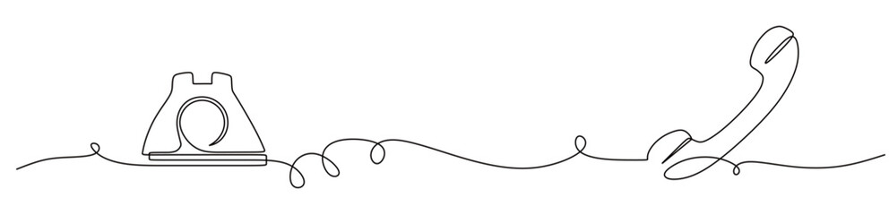 continuous one line art of world telecommunications and social information day. landline telephone. vector illustration