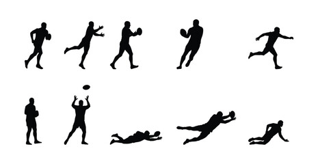 Rugby Player Silhouettes Set