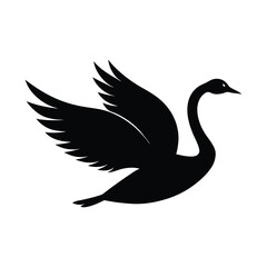 Flying Swan Minimalist Vector Silhouette