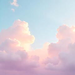 Dreamy Clouds: Soft, fluffy clouds in hues of pastel pink and serene blue evoke a sense of tranquility, freedom, and the ephemeral beauty of nature's artistry.