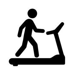 Person walking on treadmill icon in solid silhouette style
