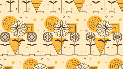Retro-inspired geometric floral arrangement.
