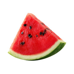  Bright Red Juicy Watermelon Wedge with Green Rind on Transparent Background