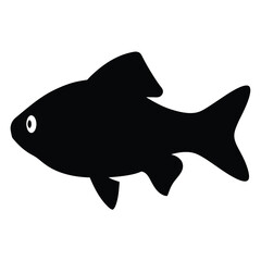 Obraz premium tiger barb fish vector silhouette icon, black and white illustration of fish.