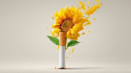 Smoking Kills: Sunflower with a Cigarette