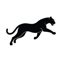 Leaping Jaguar Minimalist Vector Silhouette