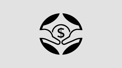 Intricate, stylized black and white illustration of hands protecting a geometric minimalist dollar sign symbolizing financial security
