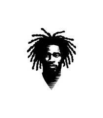 Close-up portrait of young handsome black man with stylish afro isolated on white background
