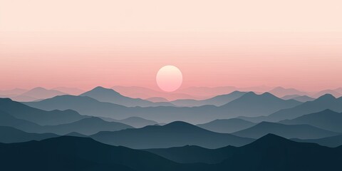 Misty Mountains at Sunset.