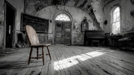 Obraz premium Abandoned room interior grayscale
