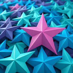 Obraz premium A field of vibrant 3D star-shaped polygons casting soft shadows 