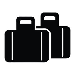 travel pouches vector silhouette icon, black and white illustration of footwear.