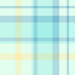Manufacture background check pattern, creative seamless plaid textile. Britain texture vector tartan fabric in light and teal colors.