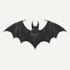 Fototapeta premium Black silhouette of a bat isolated on a white background. Night wildlife concept, Halloween symbol, minimalist style, mysterious creature. Seal, icon, design element.