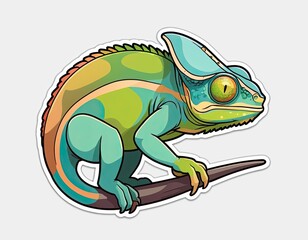 Fototapeta premium Pixel Art Chameleon on Branch