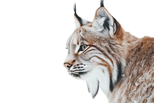 Majestic lynx showcasing its sharp features and captivating gaze against a dark background.
