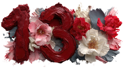 Number 13: An artistic number 13 is composed of lush flowers. The image captures a creative blend of numerical representation and botanical beauty.