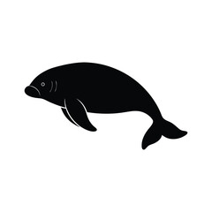 Swimming Dugong Minimalist Vector Silhouette
