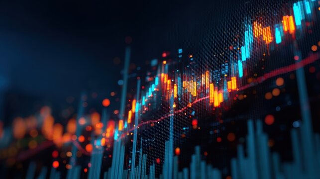 A stunning image of business finance chart of digital profit global stock market and investment economy financial banking data graph.