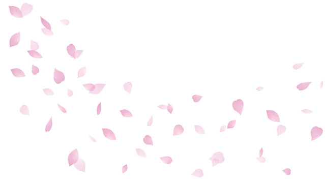 ピンクの花びらが舞う　16:9 Watercolor Spring Series:Pink petals fluttering