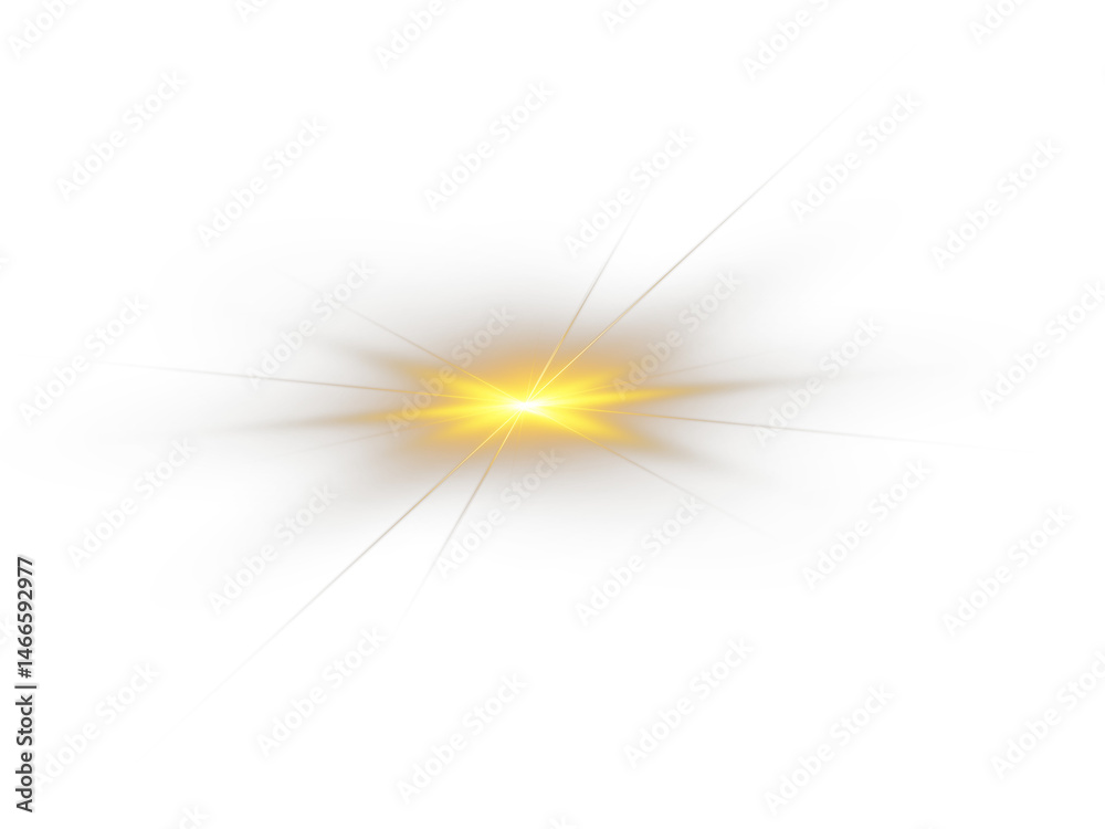 Poster bright yellow light explosion with sun rays and glare. radiant flash burst, solar beam effect, shini