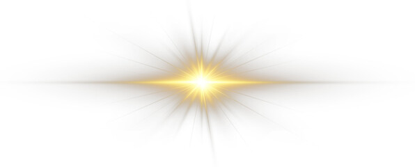 Bright Yellow Light Explosion with Sun Rays and Glare. Radiant Flash Burst, Solar Beam Effect,...