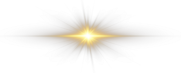 Bright Yellow Light Explosion with Sun Rays and Glare. Radiant Flash Burst, Solar Beam Effect, Shining Light Overlay and Warm Glow on Transparent Background for Abstract or Graphic Design