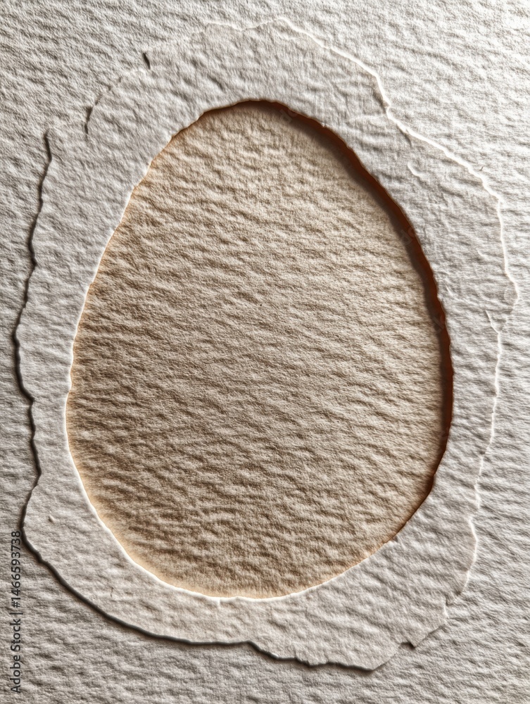 Leinwandbilder pressed egg outline on soft textured recycled paper creates an artistic and eco-friendly design gene