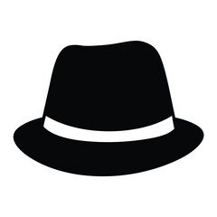 trilby vector silhouette icon, black and white illustration of footwear.