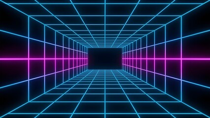 Cyberpunk Neon Gradient Grid Background — Electric Blue to Magenta © Md