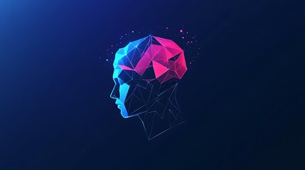 Abstract brain concept created with vivid polygonal shapes and vibrant colors picture