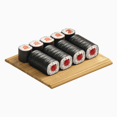 Delicious Salmon Maki Sushi Rolls on Bamboo Mat