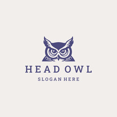 Head owl logo vector icon illustration style