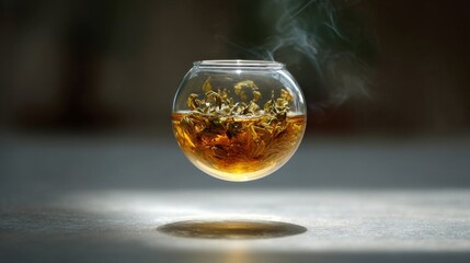 Floating Tea Cup, Golden Brew