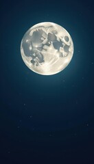 A luminous full moon dominates the inky black night sky , celestial body, shining, cosmos