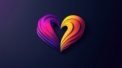Colorful heart logo representing love with flowing vibrant waves picture