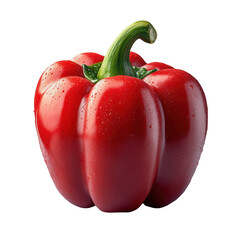Red bell pepper fresh vegetable sweet pepper capsicum isolated closeup on transparent background