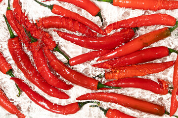 Red Hot Chili Peppers Submerged in Clear Water