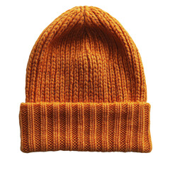 Orange knit beanie winter hat wool cap headwear fashion accessory style on transparent background