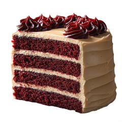 Delicious red velvet cake slice with cream cheese frosting dessert food on transparent background
