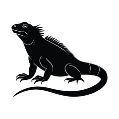 Basking Iguana Sleek Vector Silhouette