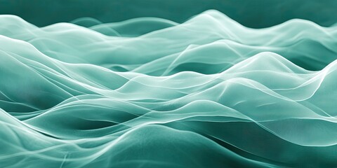 Obraz premium Teal Waves Abstract Flowing Lines on Deep Background.