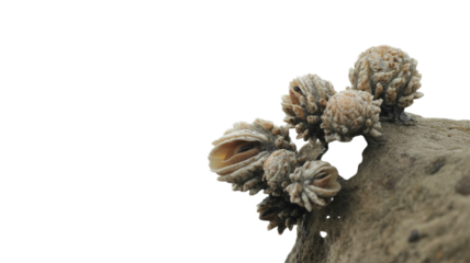 Barnacles Attached to Small Rock Isolated on transparent Background