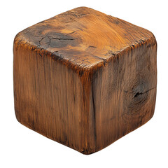 Wooden block cube texture background brown wood grain detailed surface on transparent background