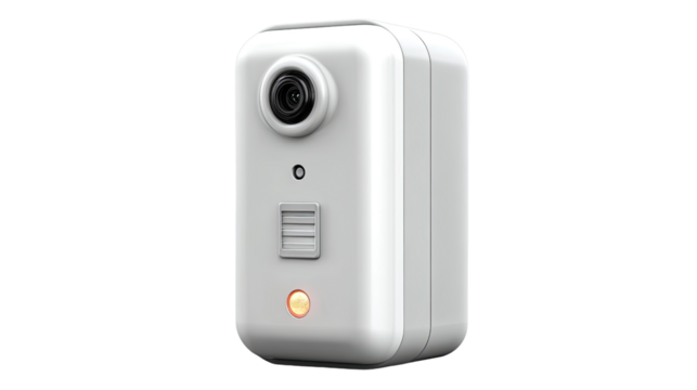 Compact Security Camera: A small, discreet, and modern security camera, perfect for home or office use.  Its sleek design ensures it blends seamlessly into any environment.
